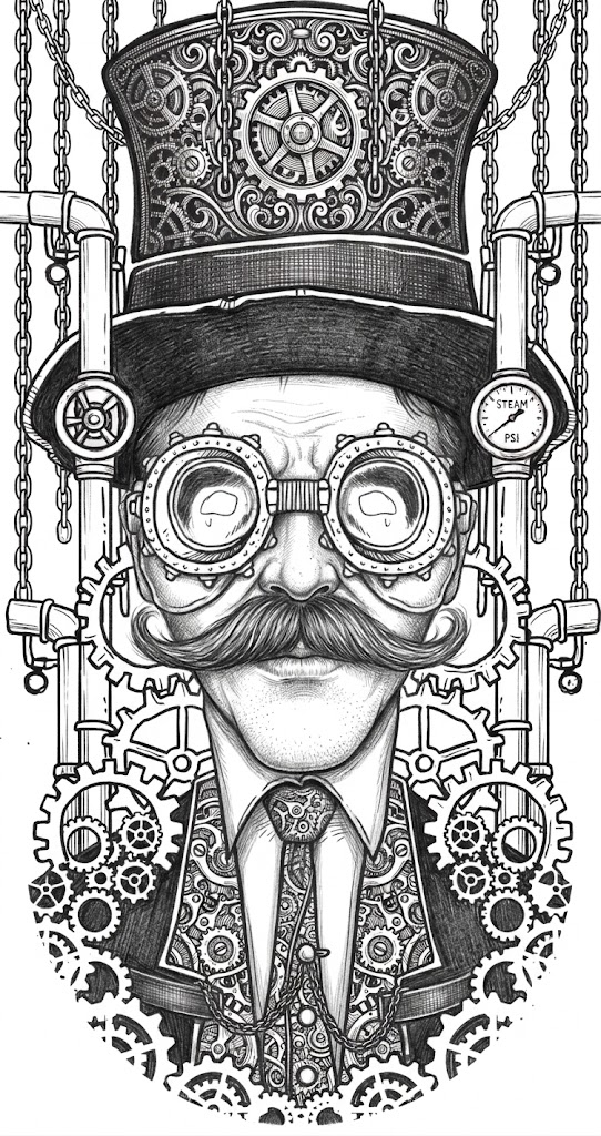 Illustration of Mike as a steampunk gentleman